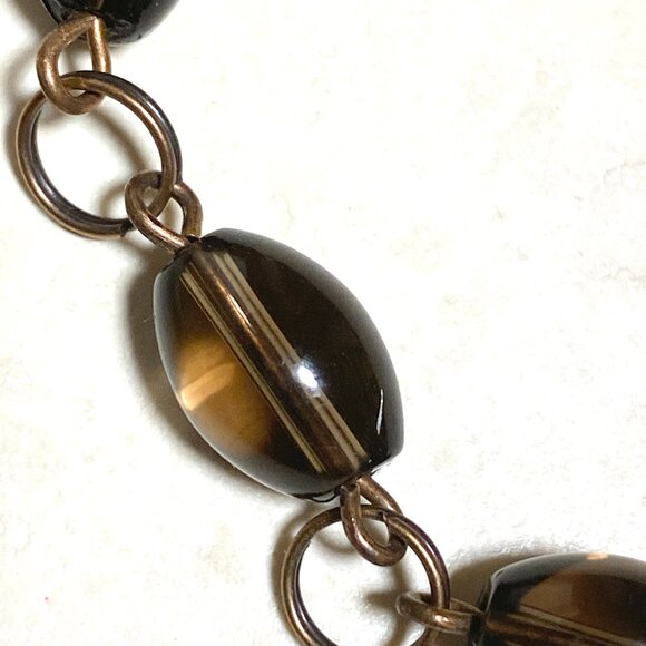 Genuine Dark Smoky Quartz Bib Necklace, Gemstone & Copper Choker - Picture 9 of 14